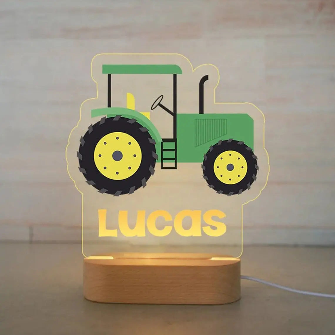 Veilleuse personnalisable tracteur vert 