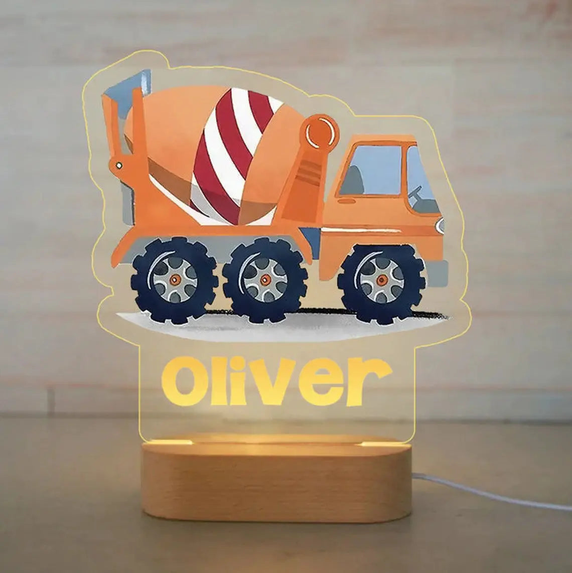 Veilleuse personnalisable tracteur orange 